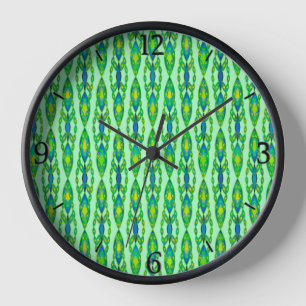 Stammes-Batik - Minze, Smaragdgrün und Blau Uhr