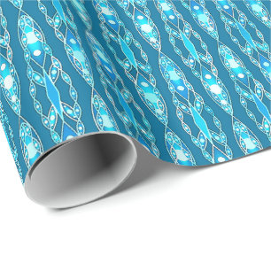 Stammes- Batik - Ozean-Blau und Aqua Geschenkpapier
