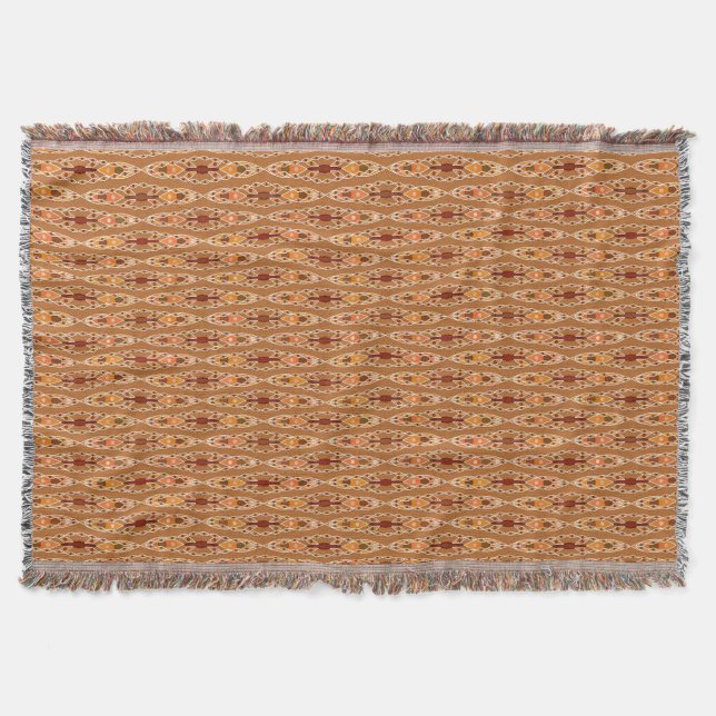 Stammes- Batik - Rost, Terrakotta und Beige Decke (Vorderseite)