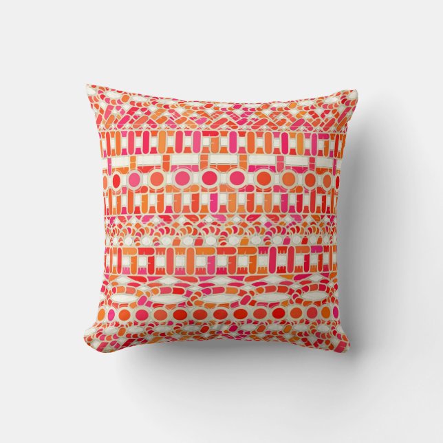 Stammes- Batik - Schatten der Orange und des Rosas Kissen (Vorderseite)