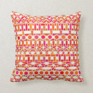 Stammes- Batik - Schatten der Orange und des Rosas Kissen