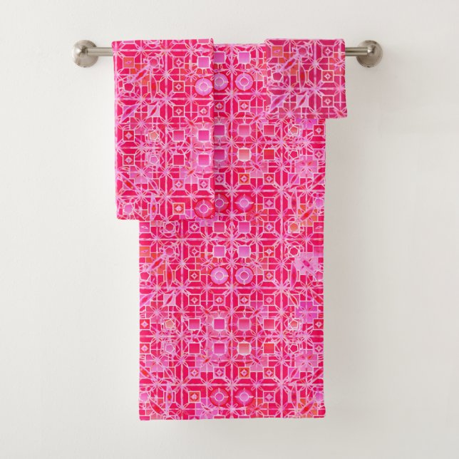 Stammes- Batik, Schatten des pinkfarbenen Rosas Badhandtuch Set (Insitu)