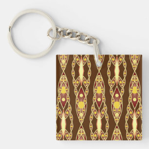 Stammes-Batik - Schokoladenbraun und Beige Schlüsselanhänger
