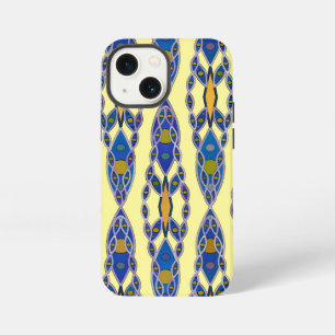 Stammes-Batik - Stahlblau, Grau und Gelb iPhone Hülle