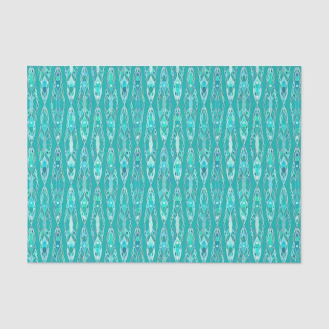 Stammes- Batik - Türkis und Aquamarine Seidenpapier (Vorderseite)