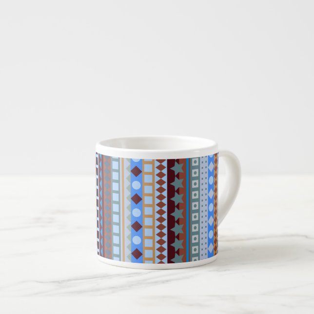 Stammes- blauer aztekischer Zickzack-südwestliche Espressotasse (Vorderseite Rechts)