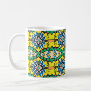 Stammes Blumenmuster, verziert, von Hand gezeichne Kaffeetasse