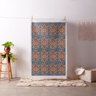 Stammes- Boho Hippie-lila gelbes blaues Muster Stoff