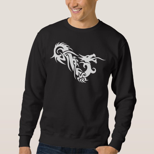 Stammes- Drache-grundlegendes langes Sweatshirt (Vorderseite)