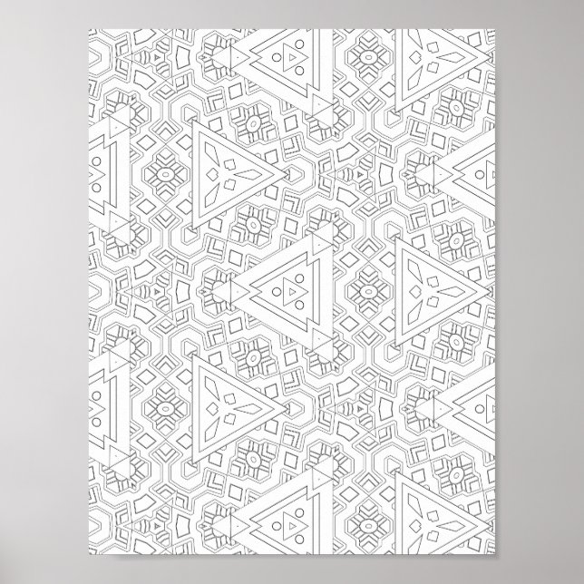 Stammes-Dreieck-Muster-Malvorlage Geometrisch Poster (Vorne)