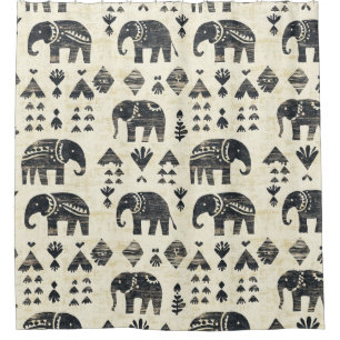 Stammes Elefant Boho Muster (1) Duschvorhang