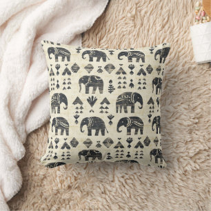 Stammes-Elefanten-Boho-Muster (1) Kissen