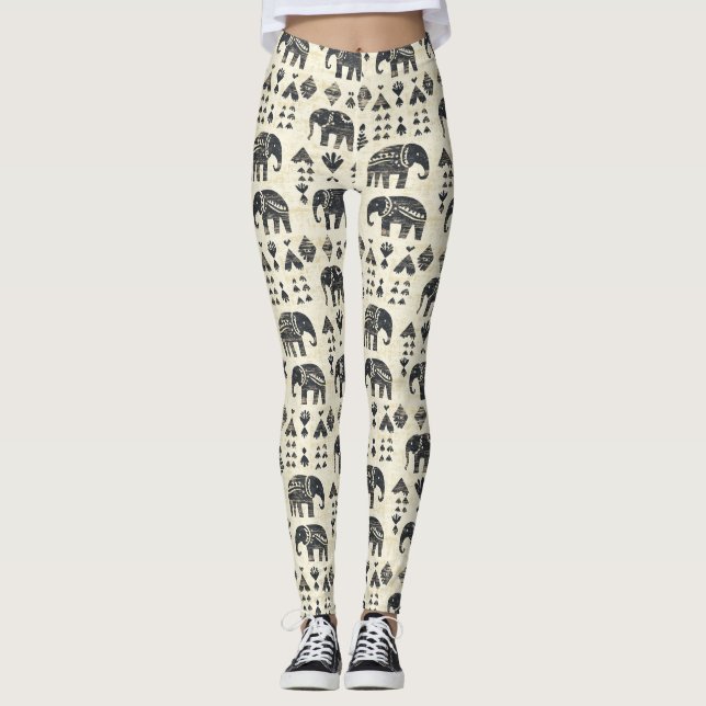 Stammes-Elefanten-Boho-Muster (1) Leggings (Vorderseite)