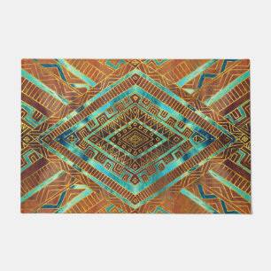 Stammes- ethnisches Boho Muster brannte Orange und Fußmatte