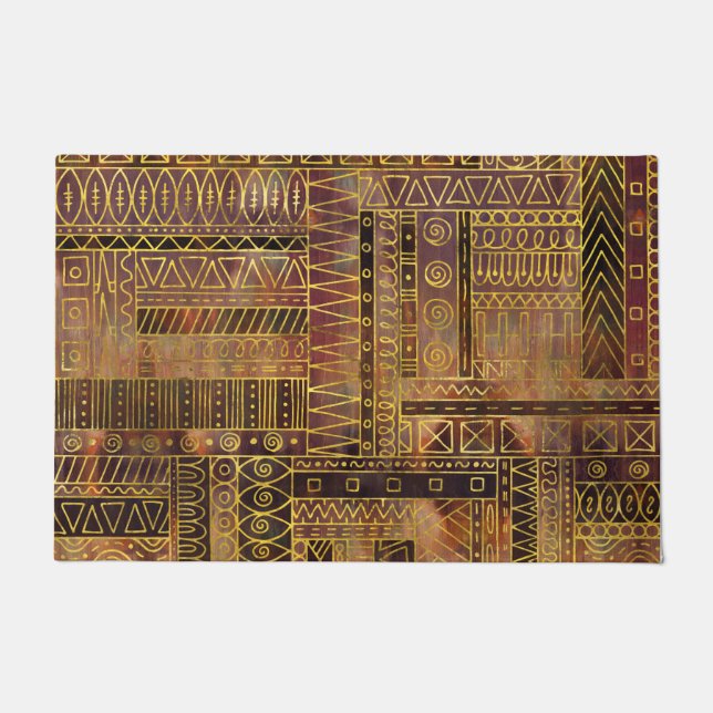Stammes- ethnisches Boho Mustergold und -BRAUN Fußmatte (Vorderseite)