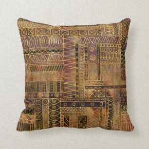Stammes- ethnisches Boho Mustergold und -BRAUN Kissen