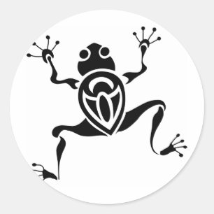Stammes- Frosch-Tätowierung Runder Aufkleber