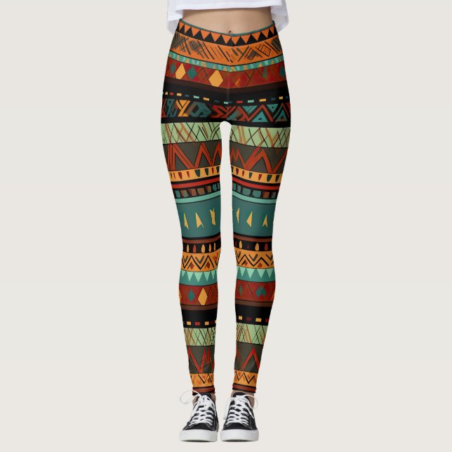 Stammes Fusion in Farbe Leggings (Vorderseite)