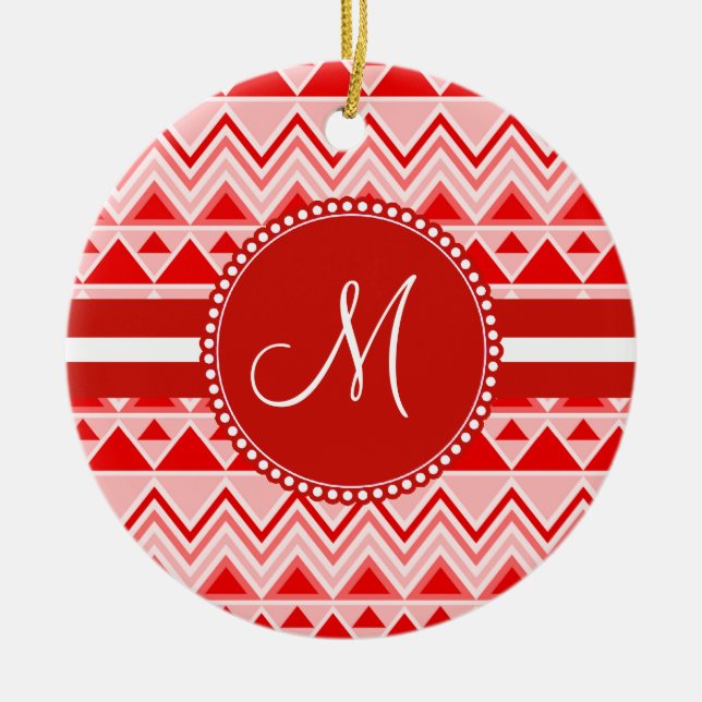 Stammes- Gebirgsdreieck Monogramm-rotes Keramik Ornament (Vorne)
