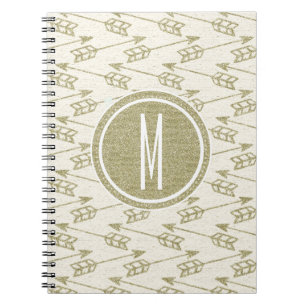 Stammes- GoldGlitzer-Monogramm der Pfeil- Notizblock