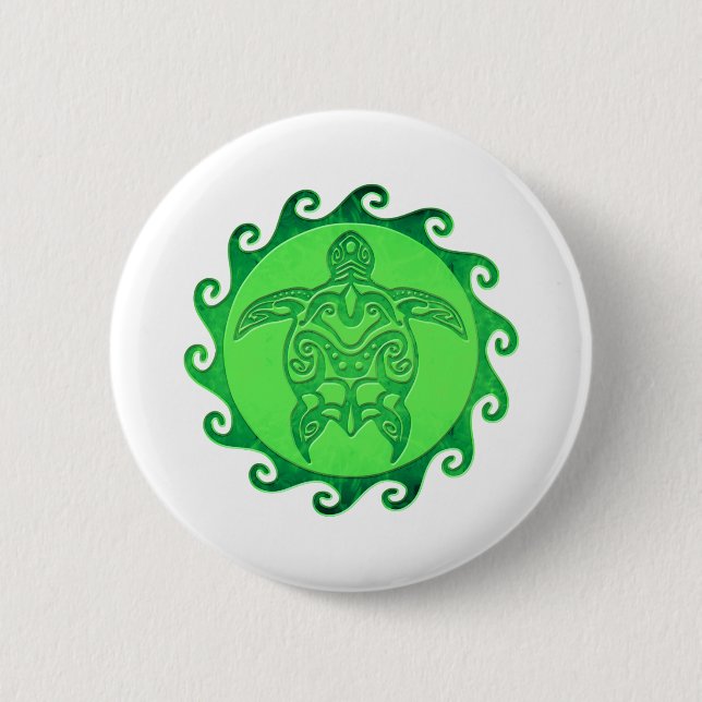 Stammes- grüne Meeresschildkröte Button (Vorderseite)