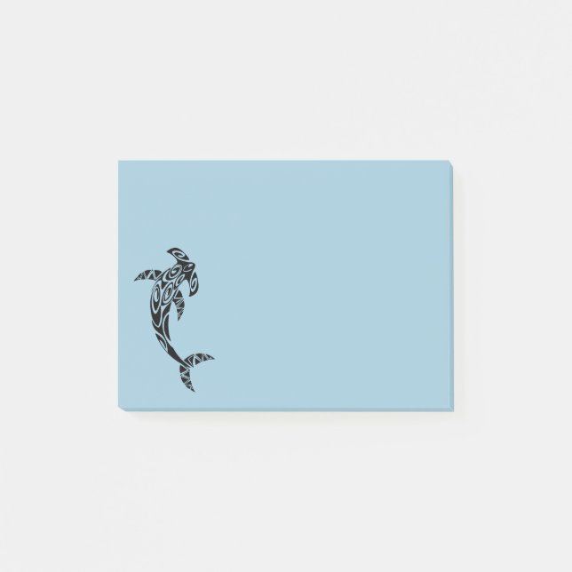 Stammes- Hammerhai-Haifisch-Illustration Post-it Klebezettel (Vorderseite)