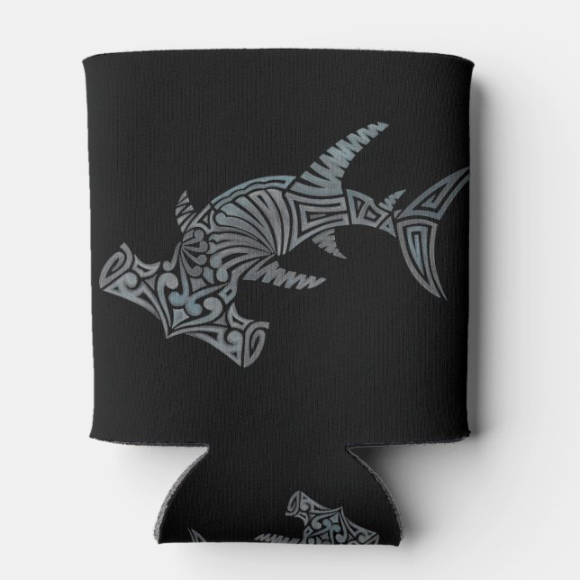 Stammes Hammerhead auf Schwarz Dosenkühler (Rückseite)