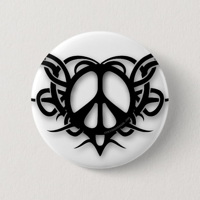 Stammes- Herz-Friedenszeichen Button (Vorderseite)