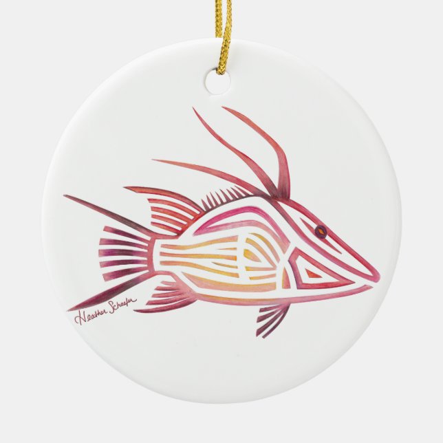 Stammes- Hogfish Keramik Ornament (Vorne)