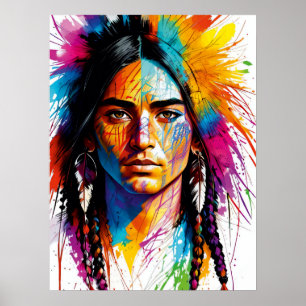 Stammes Kaleidoskop: farbiges Indigenoskop Poster
