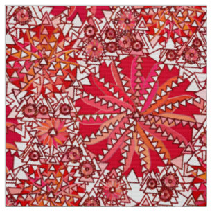 Stammes- Mandala-Druck, korallenrotes Rotes und Stoff