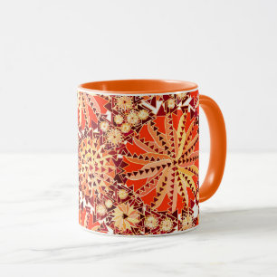 Stammes- Mandala-Druck, verrosten Orange und Brown Tasse