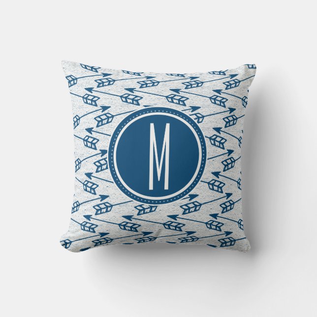 Stammes- Marine-Monogramm der Pfeil-| Kissen (Vorderseite)