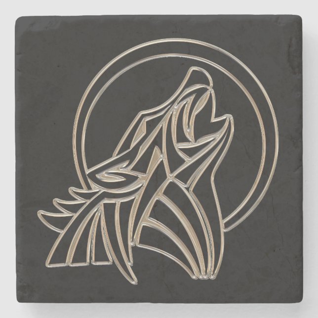 Stammes- metallisches Heulenwolf-Emblem Steinuntersetzer (Vorderseite)