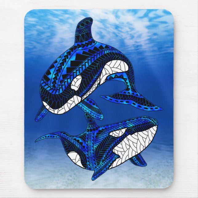 Stammes Orca Killer Whales Mousepad (Vorne)