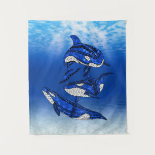 Stammes Orca Killer Whales Wandteppich