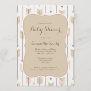 Stammes- Pfeil-Babyparty erröten Rosa und TAN Einladung