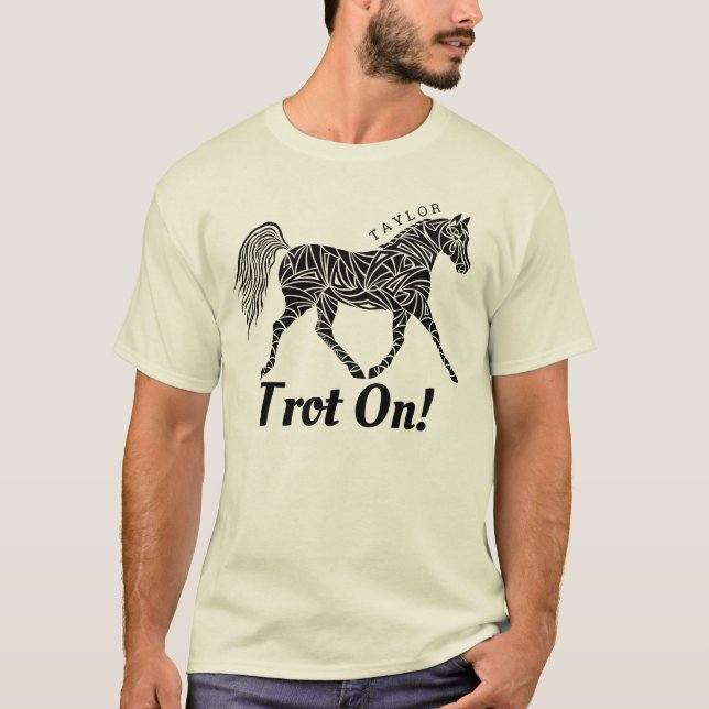 Stammes- Pferdetrottenoptionales NamensTrab an T-Shirt (Vorderseite)