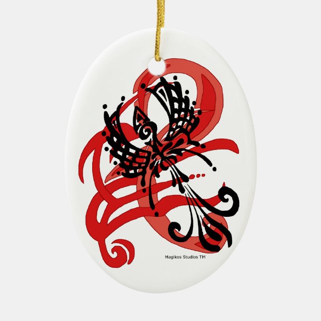 Stammes- Raben-Verzierung Keramik Ornament (Vorne)
