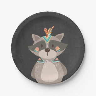 Stammes- Raccoon-Papier-Teller-wildes Waldland Pappteller