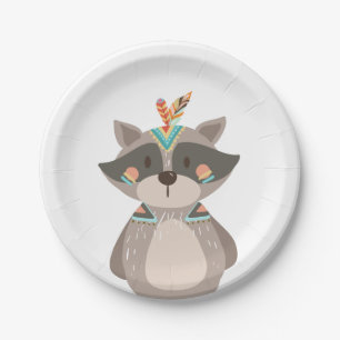 Stammes- Raccoon-Papier-Teller-wildes Waldland Pappteller