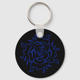 Stammes-Rose in Schwarz-Blau-Schlüsselanhänger Schlüsselanhänger