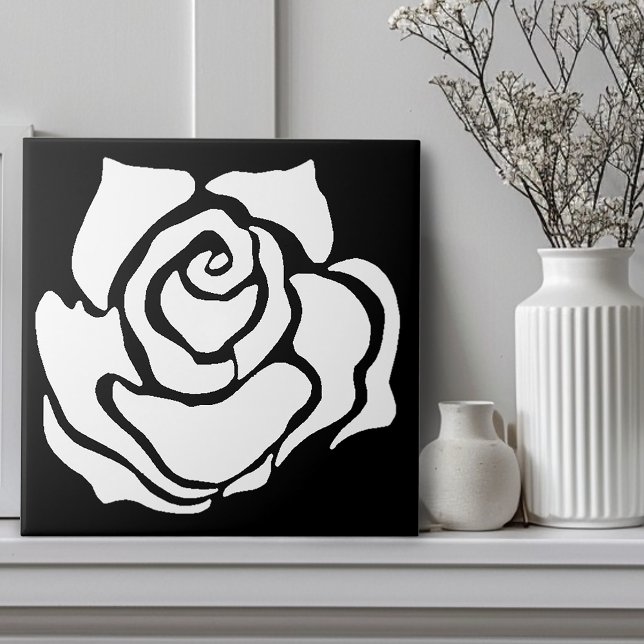 Stammes Rose Schwarz-weiß Fliese (Von Creator hochgeladen)