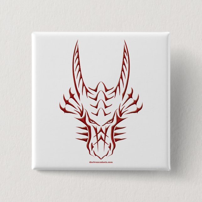Stammes- roter Drache-Kopf Button (Vorderseite)