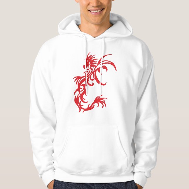 Stammes- roter Drache und schwarzer Drache Hoodie (Vorderseite)