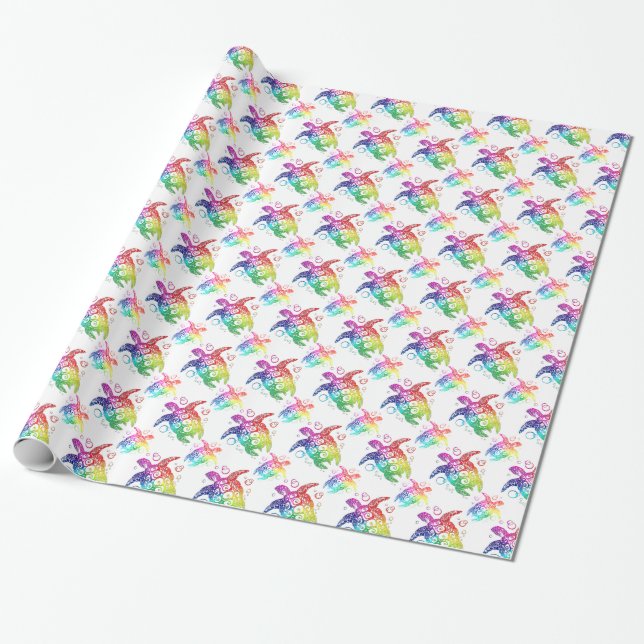 Stammes- Schildkröte-Regenbogen Geschenkpapier (Ungerollt)