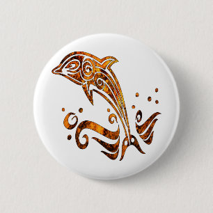Stammes- Schmutz-Tätowierungs-Delphin Button