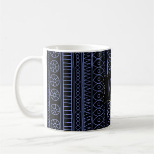 Stammes-Schwarz-Blau-Ethnisches Vintage-Retro-Must Kaffeetasse