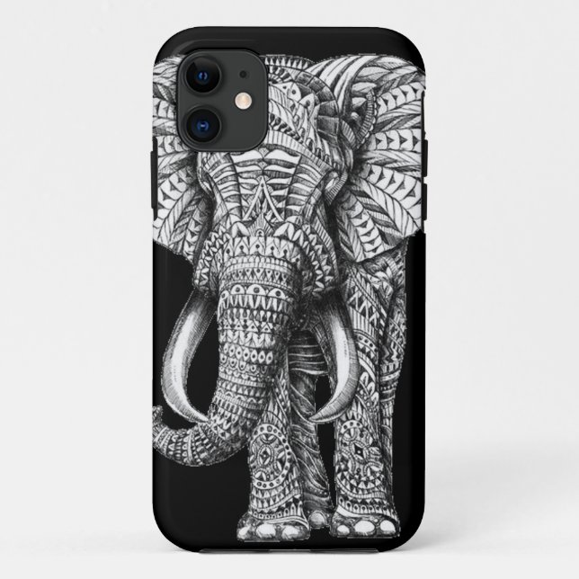 Stammes- schwarzer Elefant Case-Mate iPhone Hülle (Rückseite)
