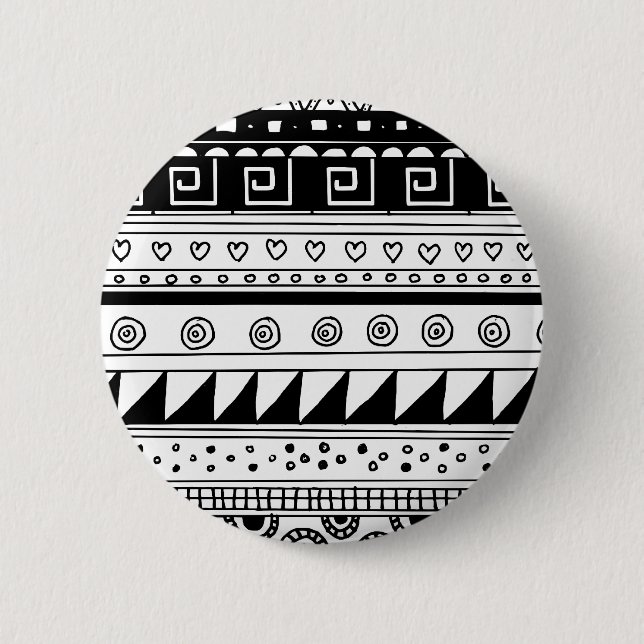Stammes- Schwarzweiss-Muster Button (Vorderseite)
